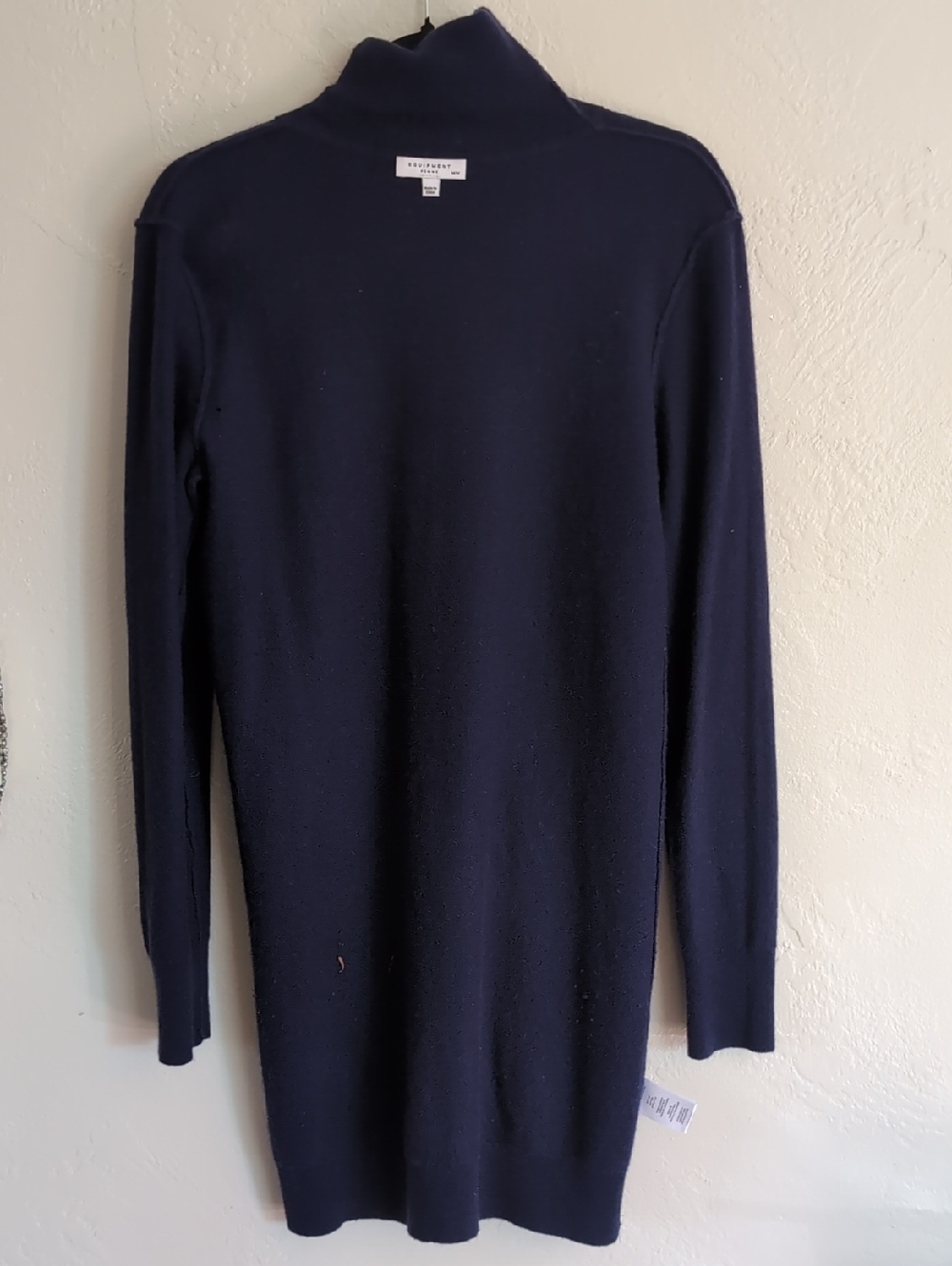 Equipment Cashmere Navy Long Sleeve Turtleneck Dress